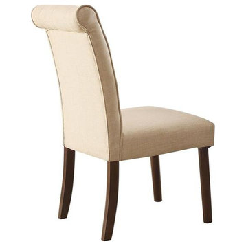 ACME Gasha Wooden Frame Upholstered Side Chair in Beige and Walnut