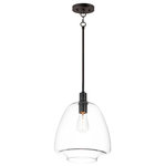 Maxim Lighting - Babylon 1-Light Pendant, Matte Black - Pendants of Clear glass in unique elongated and undulating shapes with various sizes. This series pairs well with popular finishes in hardware and plumbing, giving you the flexibility to take chances with designer statement pieces. The metalwork is available in your choice of Matte Black, Satin Brass, or Satin Nickel. A coordinating wall sconce pairs well with the collection. Use filament bulbs to complete the look.