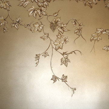 Chinoiserie Grapes on Champagne Metallic Faux