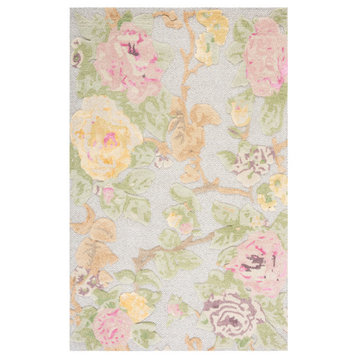 Safavieh Glamour Glm602P Tropical, Floral/Country Rug, Pink/Gray, 2'3"x8'