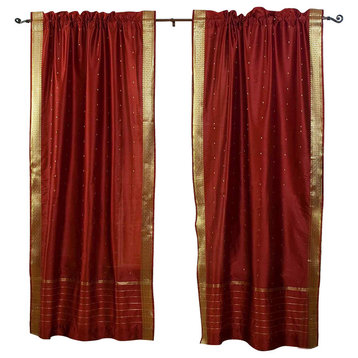 Rust Rod Pocket  Sheer Sari Curtain / Drape / Panel   - 80W x 84L - Pair