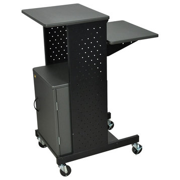 Luxor Gray 4-Shelf Mobile Presentation Station With Cabinet