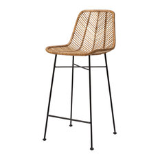 Rattan Bar Stool, Natural, Seat Height 71cm