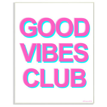 GOOD VIBES Neon Typography Wall Plaque Art, 10x15