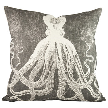 Octopus Contrast Pillow, Charcoal