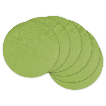 Round Woven Placemats, Set of 6, Lime