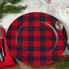 Table Chargers With Buffalo Plaid Design, Set of 4, 14"x14", Red