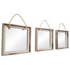 Set Of 3 Mirrors, Hanging On Rope