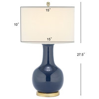 Safavieh White Ceramic Paris Lamp, Navy