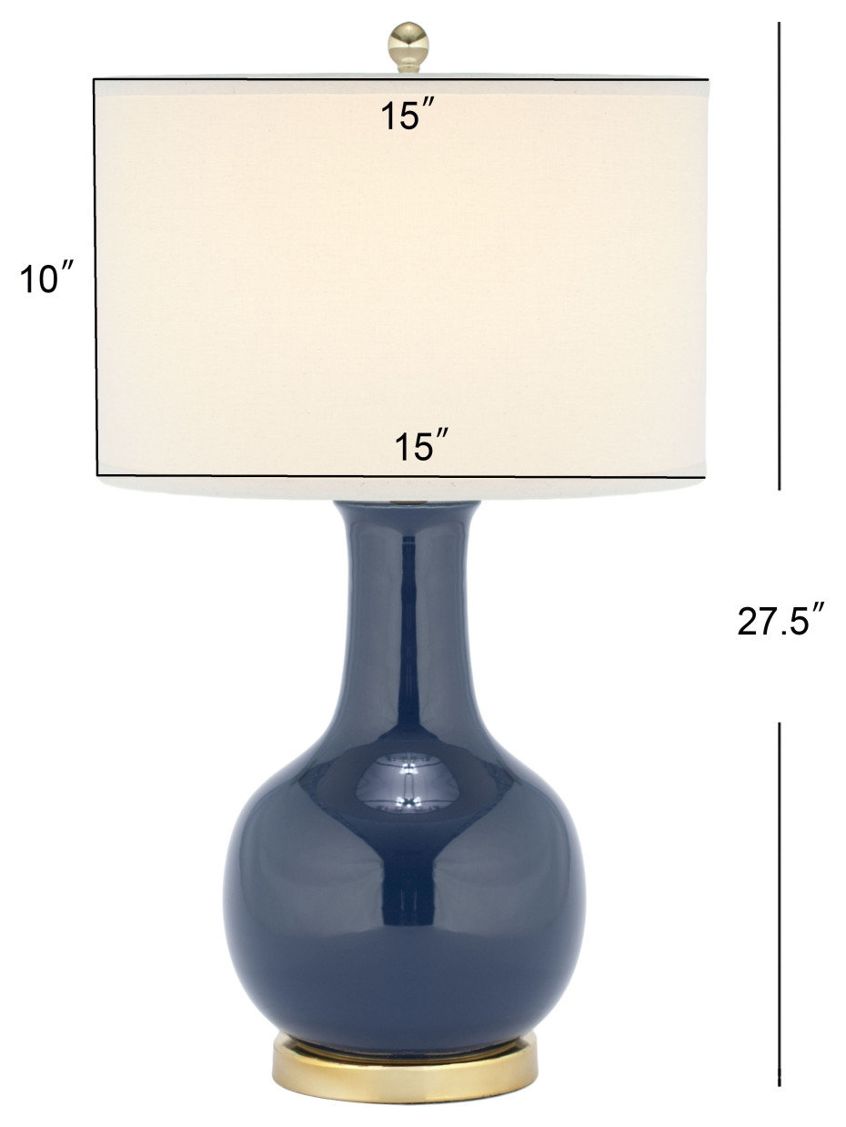 Safavieh White Ceramic Paris Lamp, Navy