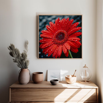 After the Rain Gerbera Daisy Photorealistic Nature Inspired Artwork