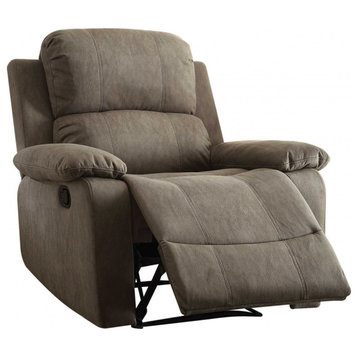 38" X 38" X 39" Brown Polished Microfiber Fabric Recliner, Gray