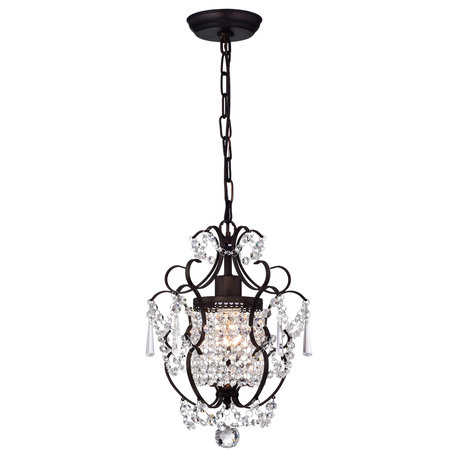 Rosalie 1-Light 11" Crystal Chandelier, Antique Bronze