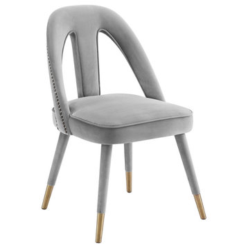 Petra Light Grey Velvet Side Chair - Grey