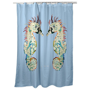 Betsy Drake Betsy's Seahorses Light Blue Shower Curtain