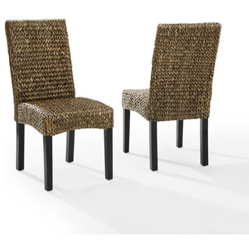 Edgewater 2-Piece Dining Chair Set Seagrass and Darkbrown, 2 Chairs