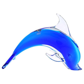 GlassOfVenice Murano Glass Dolphin - Aqua Blue