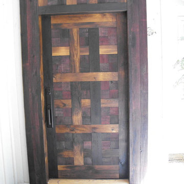 Front door Recycled Whiskey Barrel Parquetry