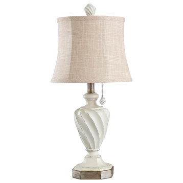 Signature 1 Light Table Lamp, Distressed Cream Gray With Gold Highlight
