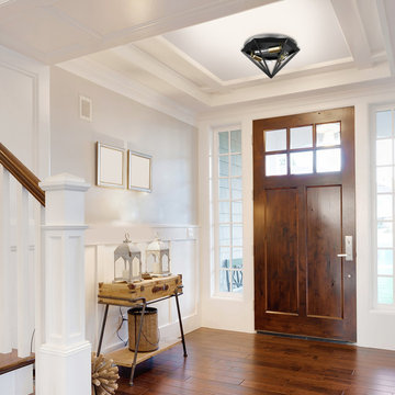Merton 3-Light Semi-Flush Mount Ceiling Light, Dark Bronze, Brass Socket