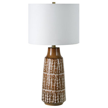 Tereva tribal ceramic glazed taupe table lamp