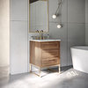 Markham 24" Single Bathroom Vanity Set, Walnut/Satin Brass, Marble Countertop