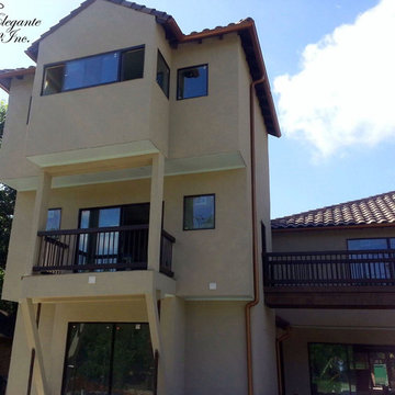 Stair railings and balconies.