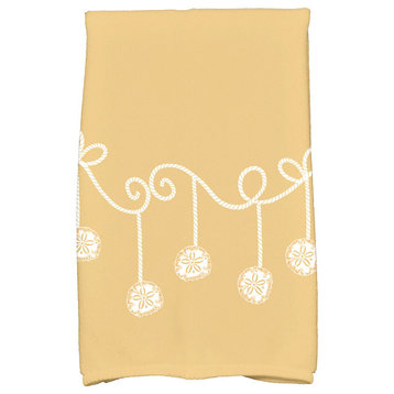 Sanddollar Ornaments Decorative Holiday Geometric Print Hand Towel, Gold