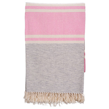 Kid's Cotton Throws & Blankets, Isabella's Pink and Natural Stripes, Large