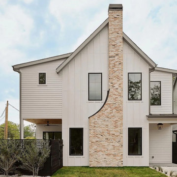 Modern Gable Exterior with Brick Chimney Feature