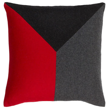 Jonah by Surya Pillow Cover, Bright Red/Black, 20' x 20'