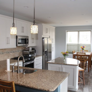White L-Shape Open Kitchen