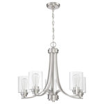 Craftmade - Bolden 5-Light Transitional Chandelier in Brushed Polished Nickel - Bold clean lines with your choice of clear seeded or white frosted glass shades complement the graceful shapes of the Bolden collection setting the stage for a look that is luxurious and effortless.  This light requires 5 , . Watt Bulbs (Not Included) UL Certified.
