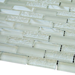 Rain Drop White Crystal Glass Mosaic Tile Brick Pattern (Glossy&Matte) - Home Decor