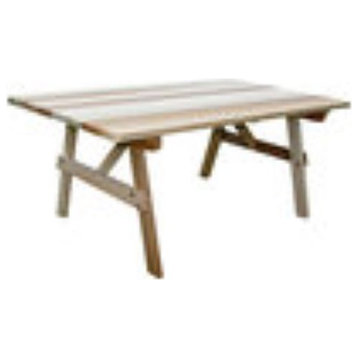 42" Wide Red Cedar Picnic Table With Traditional Legs, 46"