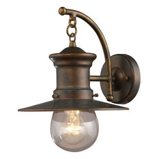 Maritime 1-Light Wall Bracket, Hazelnut Bronze And Clear Seeded Glass