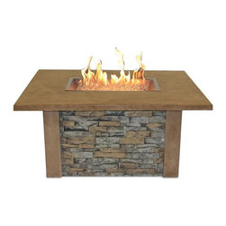 Sierra Fire Pit with Rectangular Burner-Mocha - Fire Pits