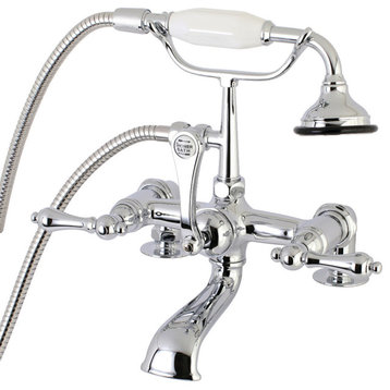 Aqua Vintage 7" Tub Faucet With Hand Shower, Polished Chrome