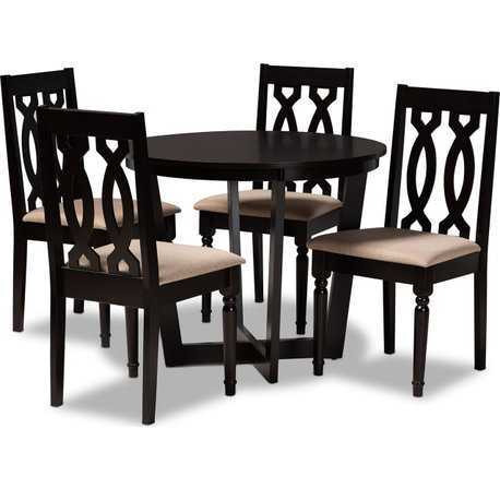 Julie Dining Set - Sand, Dark Brown