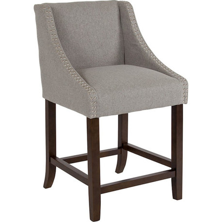 Flash Furniture Carmel 24" Walnut Counter Stool, L-Gray - CH-182020-24-LTGY-F-GG