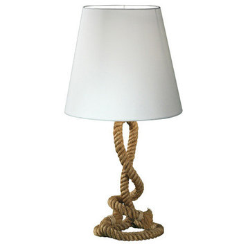 Modern Home Nautical Pier Rope Table Lamp - Abaca Rope with Cotton Shade Nights