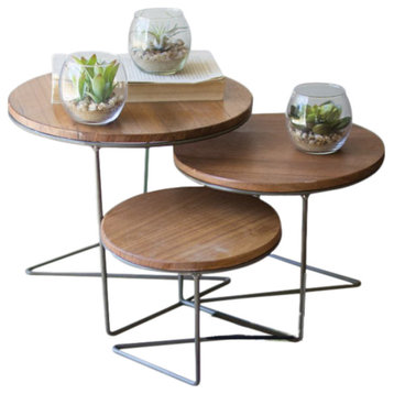 Farmhouse Wood Round Display Riser 3-Piece Set Nesting Tiered Tabletop Stand