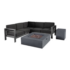 5-Piece Coral Bay Outdoor V-Shape Sectional Set, Fire Tab, Dark Gray