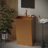 Karran Cinox Stainless Steel Rectangular Pedestal Sink, Brushed Copper