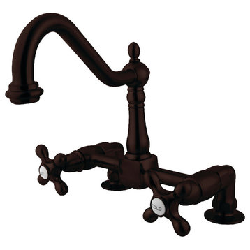 Kingston Brass Two-Handle Bridge Kitchen Faucet, Oil Rubbed Bronze