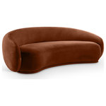 Meridian Furniture - Emery Upholstered Sofa, Cognac, Velvet, Sofa - Drift away into a cloud of comfort with the Emery cognac velvet sofa. Its soft, rounded curves and plush velvet upholstery create a truly indulgent seating experience. A timeless piece of furniture that exudes elegance and sophistication with its classic design that will never go out of style.