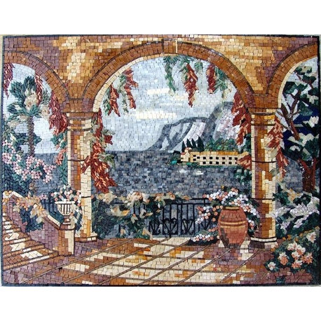 Landscape Mosaic, Scene of Tuscan, 39"x51"