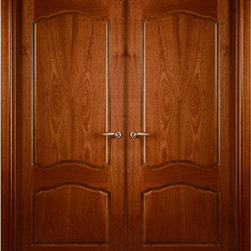 Prefinished Interior Double Door African Sapele Veneer Arched 2_panel - Interior Doors