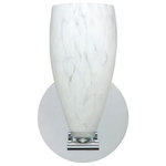 Besa Lighting - Besa Lighting 1SX-719819-LED-PN Karli - 9.63" 7W 1 LED Wall Sconce - The Karli features a softly radiused glass, that will gracefully blend into almost any decorating theme. Our Opal glass is a soft white cased glass that can suit any classic or modern decor. Opal has a very tranquil glow that is pleasing in appearance. The smooth satin finish on the clear outer layer is a result of an extensive etching process. This blown glass is handcrafted by a skilled artisan, utilizing century-old techniques passed down from generation to generation. The mini sconce fixture is equipped with a low-profile machined lamp holder and a round flat canopy. The glass shade threads onto the lamp holder for easy installation. These stylish and functional luminaries are offered in a beautiful Polished Nickel finish.  Mounting Direction: Horizontal  Shade Included: TRUE  Dimable: TRUE  Color Temperature:   Lumens: 450  CRI: +  Rated Life: 25000 HoursKarli 9.63" 7W 1 LED Wall Sconce Polished Nickel Carrera GlassUL: Suitable for damp locations, *Energy Star Qualified: n/a  *ADA Certified: n/a  *Number of Lights: Lamp: 1-*Wattage:7w LED bulb(s) *Bulb Included:Yes *Bulb Type:LED *Finish Type:Polished Nickel