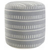 20" Blue Polyester Round Striped Indoor Outdoor Pouf Ottoman